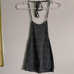 Grey Halter Top Open Back